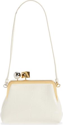 Jacquemus Le Berlingot Croc Embossed Leather Frame Shoulder Bag in Light Ivory 115 at Nordstrom