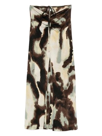 Nanushka drawstring-fastening ruched skirt - women - Polyurethane/Recycled Polyester - M - Green