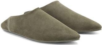 Mango Leather Collapsible Heel Shoe in Khaki Green at Nordstrom, Size 6.5Us