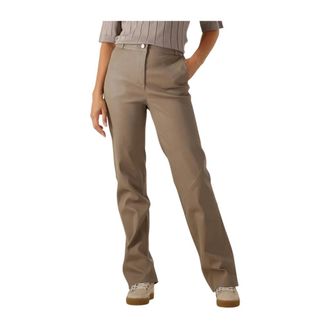 Arma Broeken, Dames, Beige, S, Taupe Leren Broek Maleah