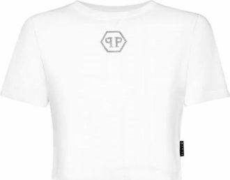 Philipp Plein T-shirt Ronde Hals SS Crystal Hexagon - Dames - T-shirts - Wit - M - Katoen - Tops