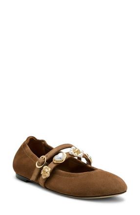 Stuart Weitzman Socharming Mary Jane Flat in Toasted Almond at Nordstrom, Size 7.5