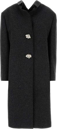 Prada Womens Slate Wool Coat - Grey - Size EU 38 (Womens)