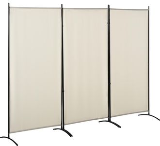 HOMCOM Homcom Separ&eacute; Da Interno Pieghevole A 3 Pannelli In Metallo E Poliestere Beige
