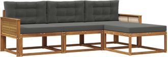 vidaXL Conjunto De Sof&aacute;s De Exterior 4 Uds. Natural Y Antracita Vidaxl