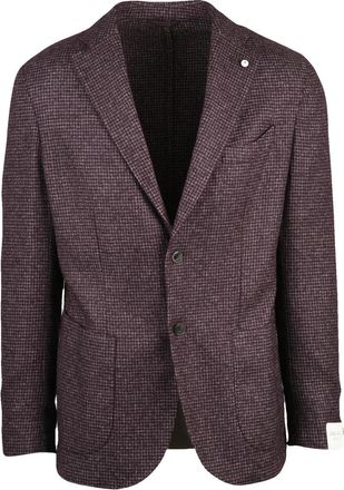 L.B.M. 1911 Rounded Textured Jacket with Notch Lapels and Button Closure