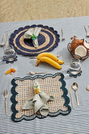 Anthropologie Cora Cora Handwoven Pineapple Napkin Rings, Set of 4
