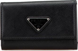 Prada Pre-owned Womens Saffiano Leather Key Case - Black - One Size