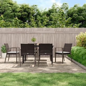 vidaXL Juego Comedor Jard&iacute;n 7 Piezas Y Cojines Rat&aacute;n Sint&eacute;tico Y Acero Vidaxl