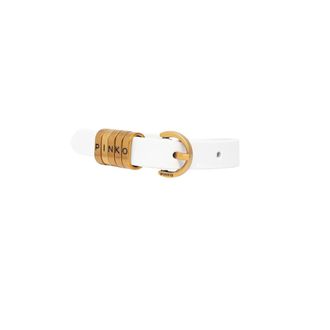 Pinko Pinko, Accessoires, Dames, Wit, S, Leer, 1,2 cm Riem met Letterlogo