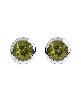 House of Brilliance Haus Of Brilliance Colorful Gemstones Silver 1.14 Ct. Tw. Lab-Grown Peridot Stud Earrings