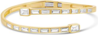 SHYMI Baguette Wrap Bangle -.925 Sterling Silver, 14K Gold-Plated, Rhodium Plated, Cubic Zirconia, Easy On / Off, Day to Night
