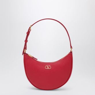 Valentino Garavani Red Leather Vlogo Signature Mini Hobo Bag