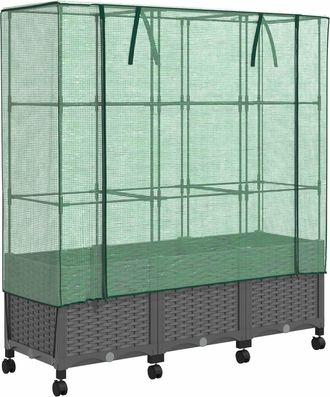 vidaXL Maceta De Jard&iacute;n Con Cubierta De Invernadero Y Ruedas 3 Uds. Pp Vidaxl