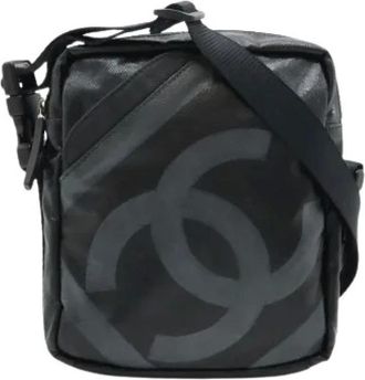 Chanel Pre-owned Cross Body Bags, female, Black, Size: ONE SIZE Pre-owned Sports Line Coated Canvas Shoulder Bag
