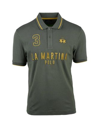 La Martina Green Men Cotton Elastane Polo