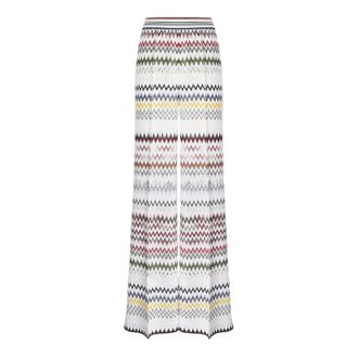 Missoni Wide Trousers, female, Multicolor, Size: 2XS Wide Zigzag Viscose and Cotton Trousers