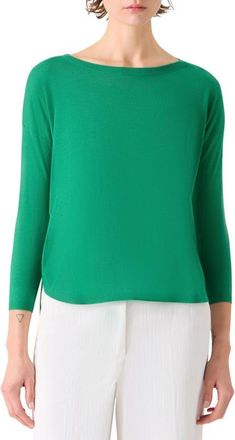 Akris Drop Shoulder Virgin Wool Sweater in Green at Nordstrom, Size 10