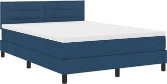 vidaXL vidaXL Box Spring Bed with Mattress & LED Blue 160x200 cm Fabric