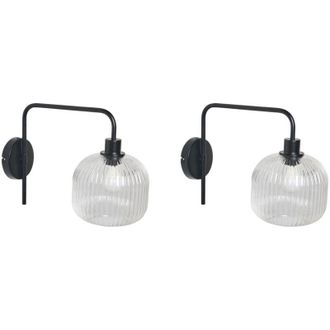 Beliani Set di 2 lampade da parete Paralume in vetro Base in ferro Nero Comapala
