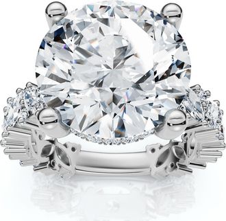 Pompeii3 Certified 6.78Ct Round Cut Diamond Engagement Ring 14k White Gold Lab Grown Size: 7