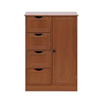 Mobili Rebecca Mueble de almacenamiento con 4 cajones y 1 puerta de madera marr&oacute;n