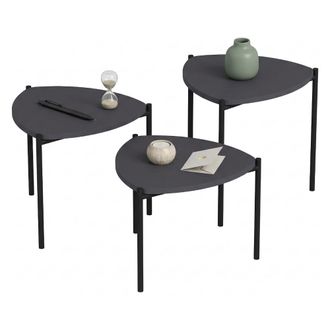 Dmora Mesa De Centro Carro, Modular, Forma Rectangular, Tono Del Tablero Antracita, 45x45x45h Cm Negro Antracita