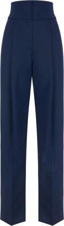 Elisabetta Franchi Broeken, Dames, Blauw, XL, Katoen, Gabardine Broek