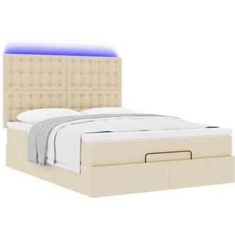 vidaXL Estructura De Cama Otomana Con Colch&oacute;n Tela Crema 140x190cm Vidaxl