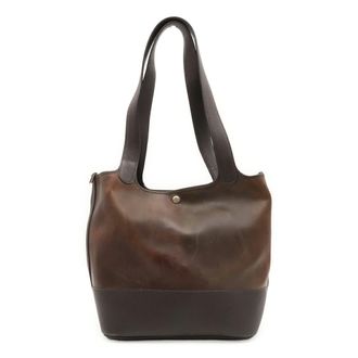 Herm&egrave;s Amazonia Dark Brown Yellow Amazonia Shoulder Bag Tote Bag (Pre-Owned)