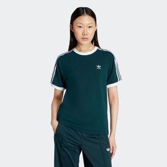 adidas T-Shirt ADIDAS ORIGINALS 3 STRIPE TEE, Damen, Gr. XXL, aurora ivy, wei&szlig;, Obermaterial: 94% Baumwolle, 6% Elasthan, normal, Rundhals, Shirts T-Shirt, o