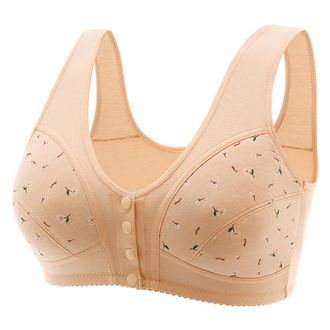 Generic Push Up Daisy Bras for Older Women Ladies Front Fastening Bras Sports Bra High Impact Support Wireless Plus Size Yoga Bralettes (Beige-b, 36)