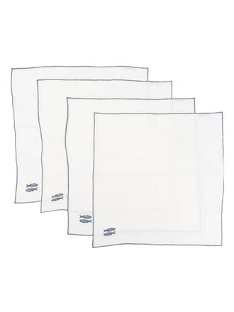 The Conran Shop embroidered-fish napkins (set of four) (45cm x 45cm) - White