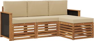 vidaXL Conjunto De Sof&aacute;s De Exterior 4 Uds. Natural Y Beige Vidaxl