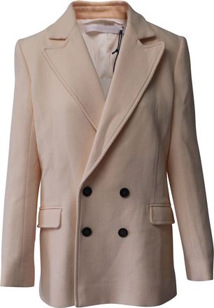 Roland Mouret Roland Mouret Gilroy Double Breasted Jacket in Pastel Pink Wool