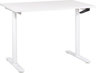 Beliani Escritorio De Altura Regulable Manualmente Oficina Moderna Patas Redondas 120 X 72 Cm Tablero Blanco Estructura De Acero Blanco Destinas