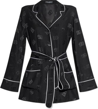 Dolce & Gabbana Shirt met logo - Dames - Overhemden - Zwart - S - Leer - Overhemden