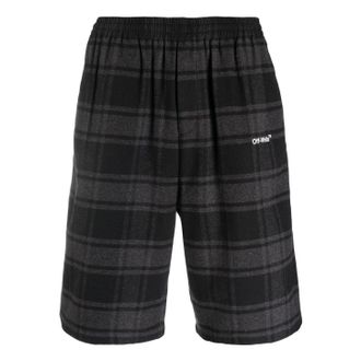 Off-white Check-Print Shorts Black Grey OMCB058C99FAB0010501