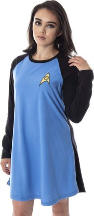Intimo Star Trek Original Series Womens Juniors Costume Raglan Sleep Shirt Nightgown Pajama Top (Spock, 2XL)