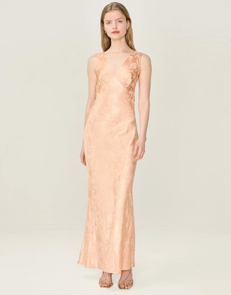 Omnes Womens Iris Jacquard Dress in Prairie Sunset - Tan - Size: 12