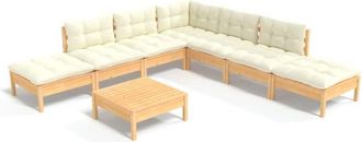 vidaXL Muebles De Jard&iacute;n 8 Piezas Cojines Madera De Pino Color Crema Vidaxl
