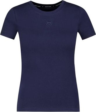 Marine Serre T-Shirt Baby Fit in Jersey con Logo Moon - - Tops - Donna - Blu - S