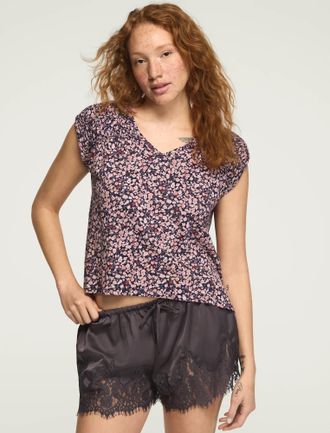 Lucky Brand Womens Braided Dolman Swing Top