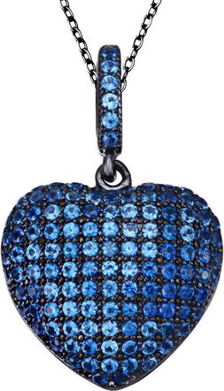 Suzy Levian Blue Sterling Silver CZ Heart Pendant Necklace at Nordstrom Rack