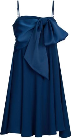Liu Jo bow-embellished asymmetric dress - women - Polyester/Acetate/Polyester - 38 - Blue