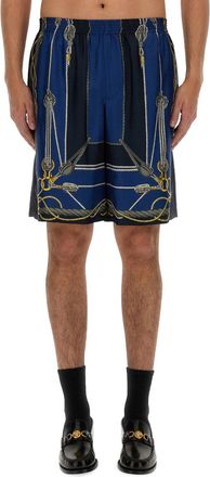 Versace 100% Silk Twill Bermuda Shorts - Multicolor