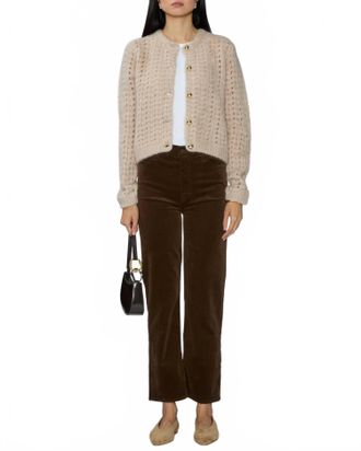 Frame Denim Plush Ribbed Cardigan In Mauve