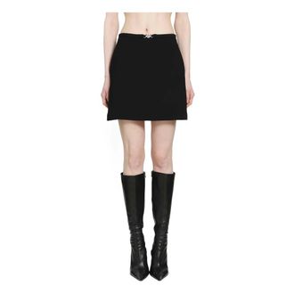 Versace Short Skirts, female, Black, Size: 2XS Double-Wool Crepe A-Line Mini Skirt