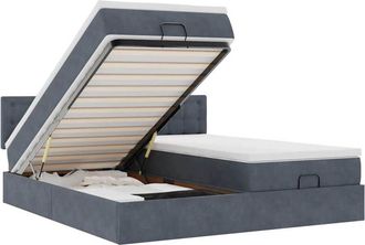 vidaXL Estructura Cama Otomana Colchones Terciopelo Gris Oscuro Vidaxl