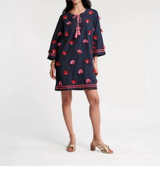 Frances Valentine Capri 3/4 Sleeves Tunic In Navy/pink